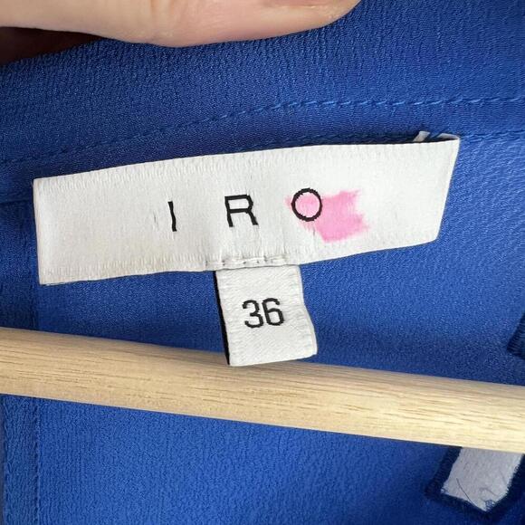 IRO Size 36 EU 4 / 6 US Cobalt Blue Long Sleeve Cutout Mini Dress Lagenlook BOHO - Picture 13 of 14